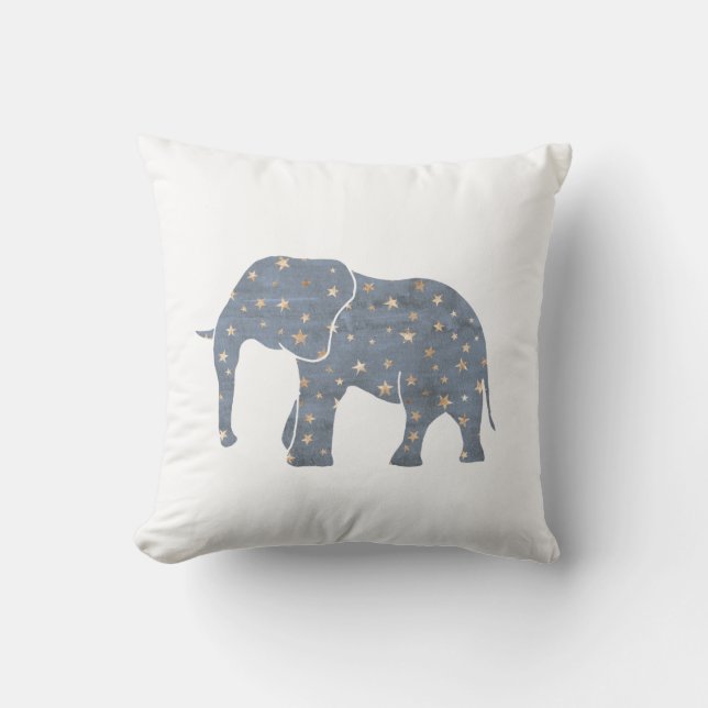Almofada Elefante azul com estrelas Dourados (Frente)