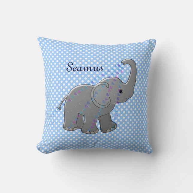 Almofada elefante azul do chá de fraldas (Frente)