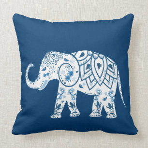 Almofada Elefante azul modelado ornamentado