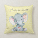 Almofada Elefante Baby Yellow e Cinza<br><div class="desc">Travesseiro decorativo de Elefante Amarelo e Cinza</div>