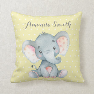 Almofada Elefante Baby Yellow e Cinza