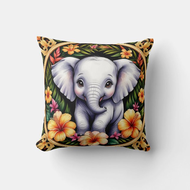 Almofada Elefante Bebê Adorável (Frente)