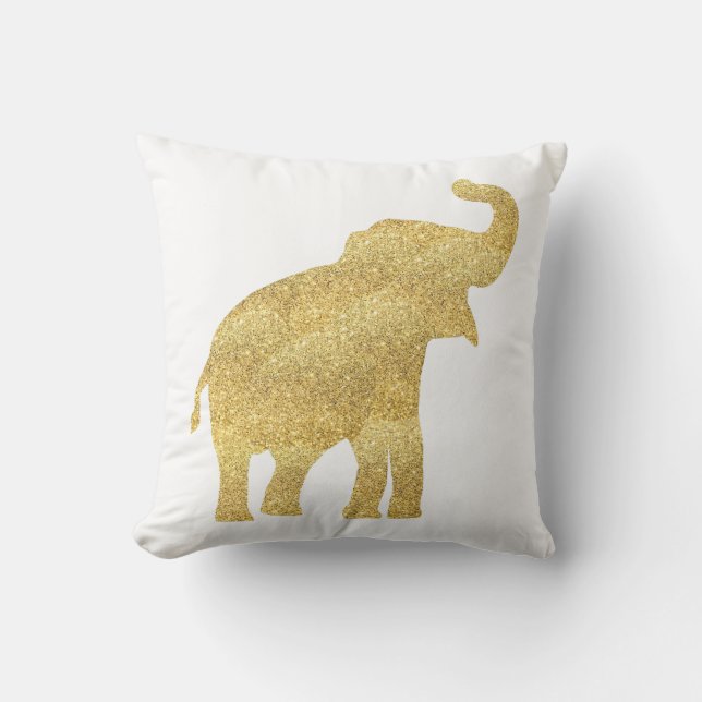 Almofada elefante bebê com brilho dourado (Frente)