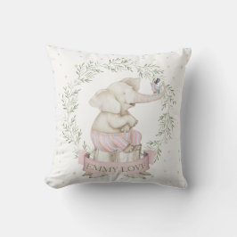 Almofada Elefante Bebê Menina Rosa Verde Bege