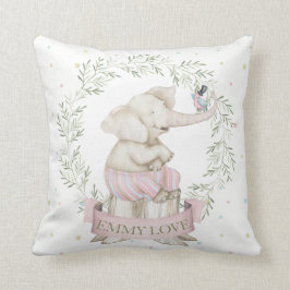 Almofada Elefante Bebê Menina Rosa Verde Bege