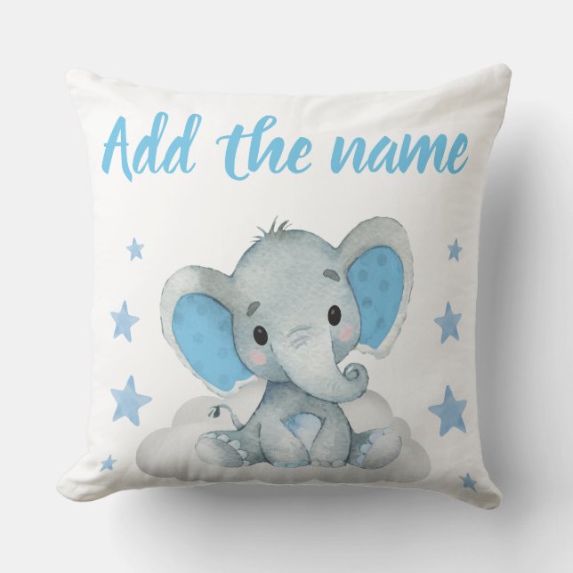 Almofada Elefante Blue Boy com Travesseiro decorativo Name  (Frente)