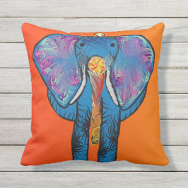 Almofada Elefante colorido com vermelho/laranja no