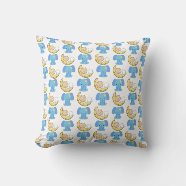 Almofada Elefante com Design de bebê de lua (Frente)