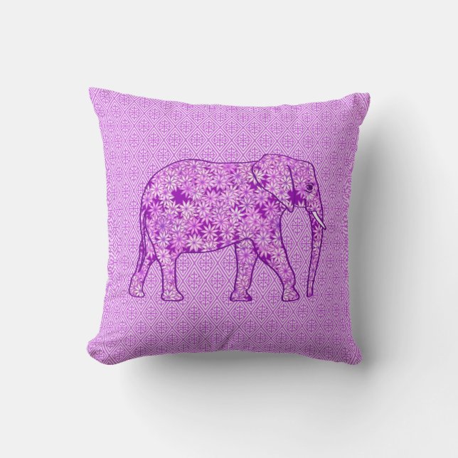 Almofada Elefante da flor - roxo amethyst (Frente)