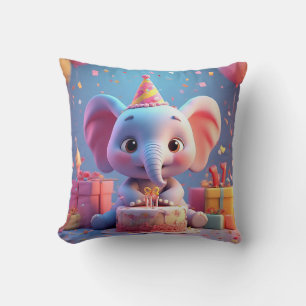 Almofada Elefante de Desenho Animado Adorável Comemorando A