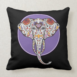 Almofada Elefante do crânio do açúcar no círculo roxo