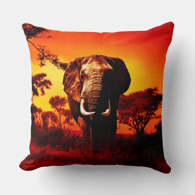 Almofada Elefante do por do sol (Frente)