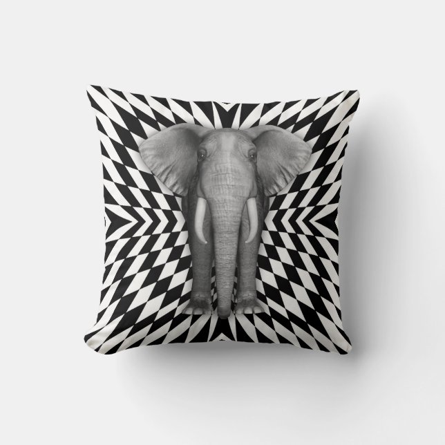 Almofada Elefante e design óptico do teste padrão, teste (Frente)