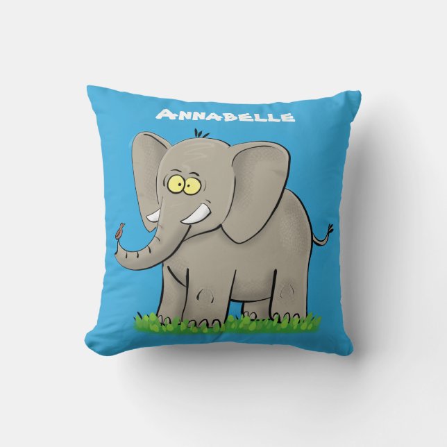 Almofada Elefante engraçado e bonito com desenho animado de (Frente)