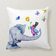 Elefante Feliz Com Pássaros E Borboletas