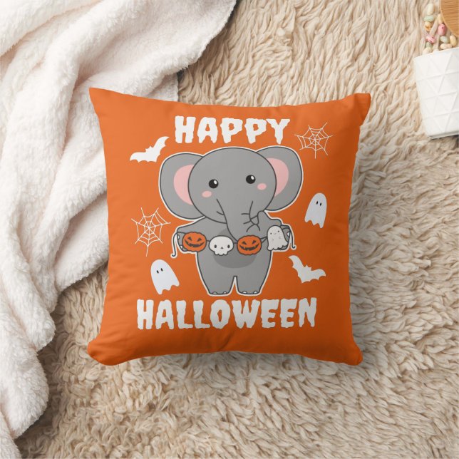 Almofada Elefante Feliz Halloween Pumpkin Bat Costume (Cobertor)