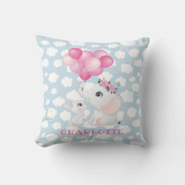 Almofada Elefante Feminino e Coelho com Flores e Balão