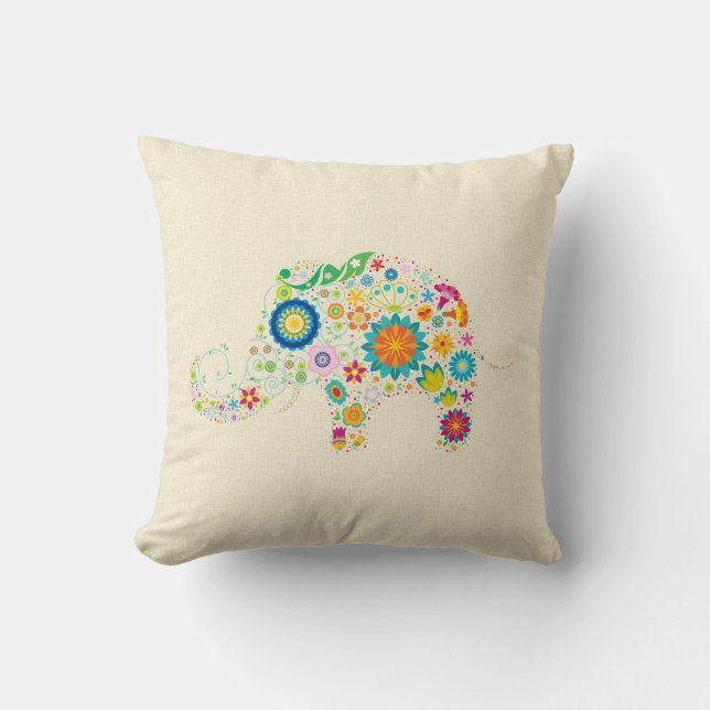 Almofada Elefante floral (Frente)