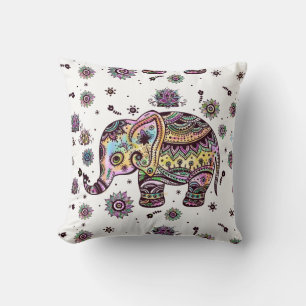 Almofada Elefante floral tribal colorido