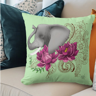 Almofada Elefante Henna Lotus Flwoers