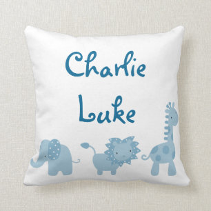 Almofada Elefante, leão azul e girafa personalizados