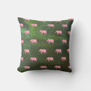 Almofada Elefante Moderno Bebê para Crianças Verde Rosa