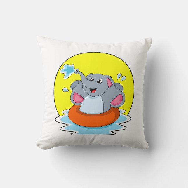 Almofada Elefante Nadando com Lifebuoy (Frente)