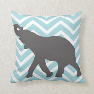 Almofada Elefante no ziguezague de Chevron - azul e branco