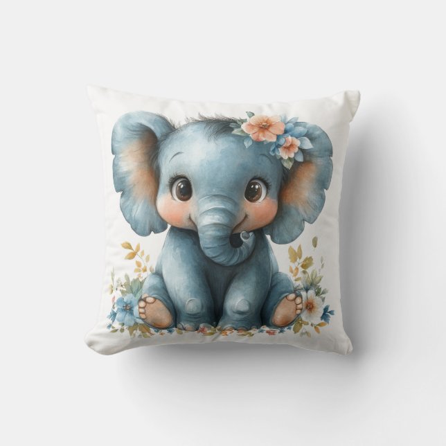 Almofada Elefante Para Bebês Em Flores (Frente)