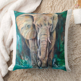 Almofada Elefante  Realista, Acuarela