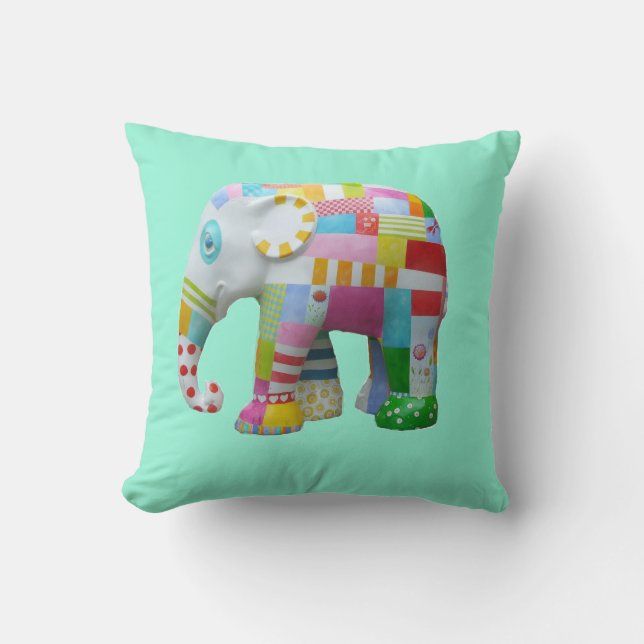 Almofada Elefante-retro-branco de patchwork (Frente)