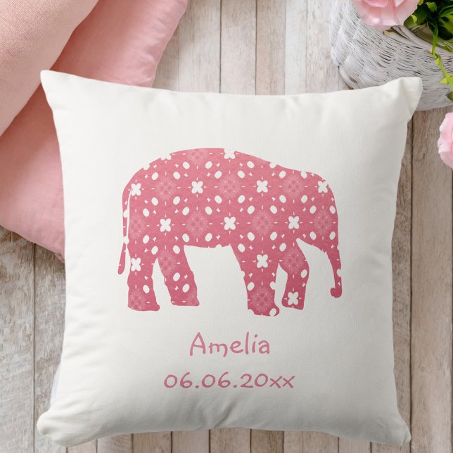 Almofada Elefante Rosa Bebê Personalizado (Criador carregado)