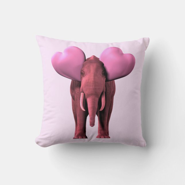 Almofada Elefante Rosa Romântico (Frente)