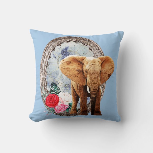 Almofada Elefante, Rosas E Quadro (Frente)