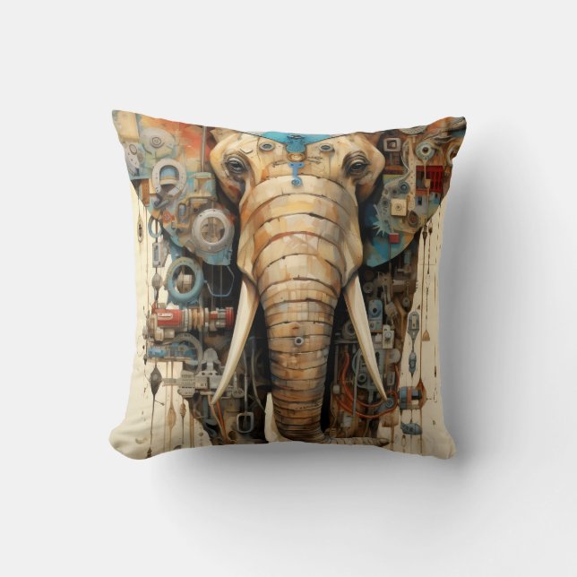 Almofada Elefante steampunk artístico (Frente)