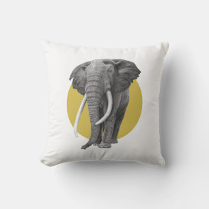 Almofada Elefante-touro - Desenho a lápis sobre ouro