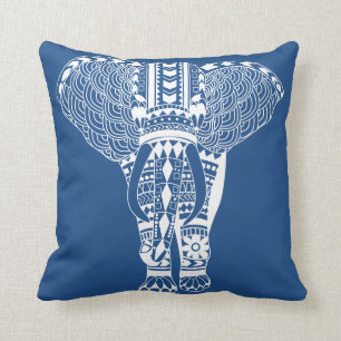 Almofada Elefante tribal boémio branco
