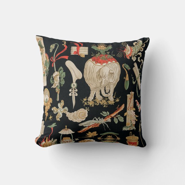 Almofada Elefante Vintage Preto Vermelho (Frente)