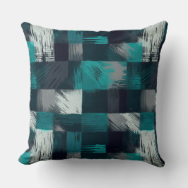 Almofada Elegância Abstrata em Verde Azul e Cinza