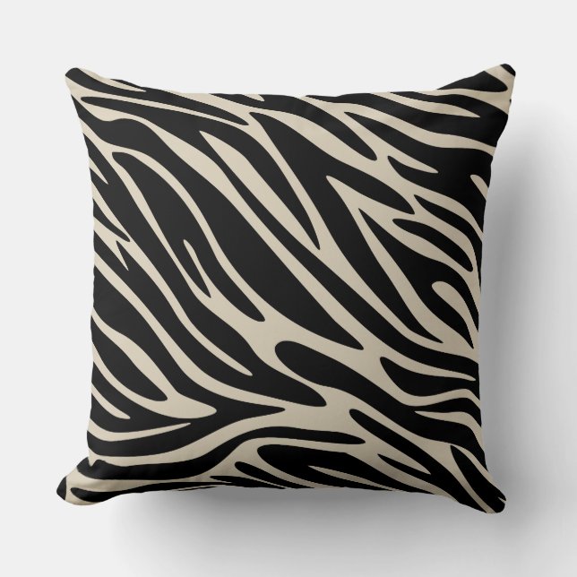 Almofada Elegância Clássica Preto e Marrom Impressão Zebra  (Frente)