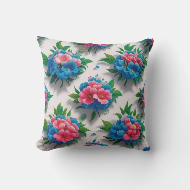 Almofada Elegância do Blossom: Um Padrão Floral Chic (Frente)