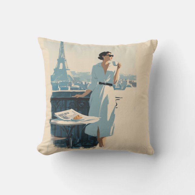 Almofada Elegância do Café da Manhã em Paris (Frente)