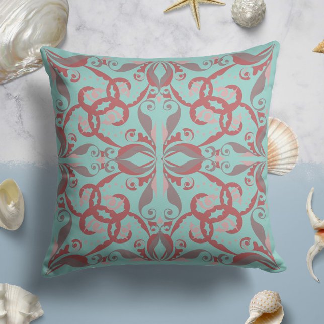 Almofada Elegância do ornamentado em Mint Aqua (Criador carregado)