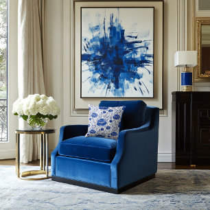 Almofada Elegância Floral Azul Rococo