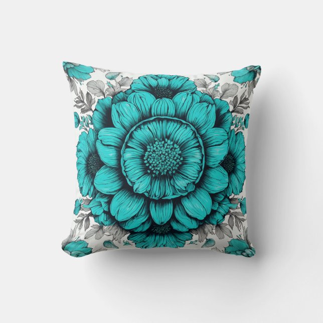 Almofada Elegância florescente: Travesseiro decorativo Flor (Frente)