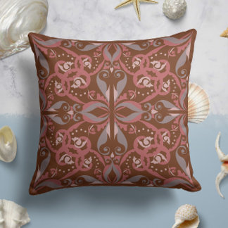 Almofada Elegância ornamentado em castanho castanho-castanh
