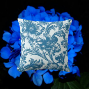 Almofada Elegância Romântica Floral Azul