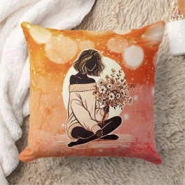 Almofada Elegância Rosa Sonhadora: A Reflexão Silenciosa de