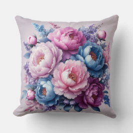 Almofada Elegância Sangrenta: Lilac & Blue Peony Travesseir