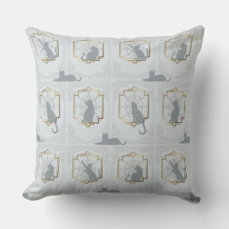 Almofada Elegant Art Deco Cats - Light Gray